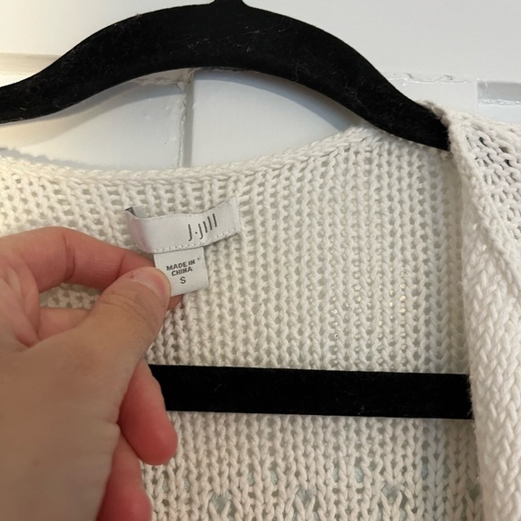 J. Jill 100% knit Cotton Sweater White Cardigan Small - Picture 2 of 4